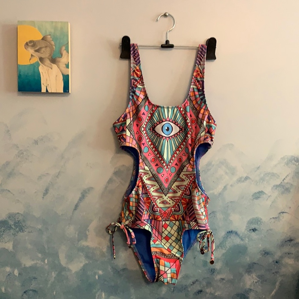 Wildfox one piece third eye swimsuit xs